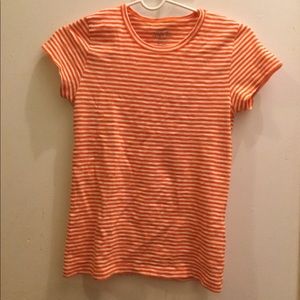 J Crew Striped Studio T-Shirt, Orange XXS
